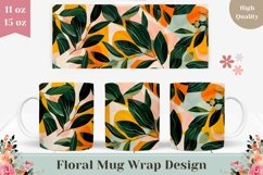 Floral Mug Wrap Design, Tropical Mug Sublimation Design Product Image 1
