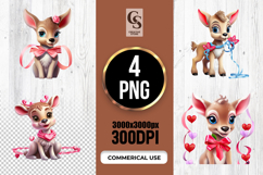 Cute Baby Deer Bow Sublimation Clipart PNG Product Image 1