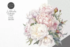 Peony bouquet clipart, Flowers clipart, Peony Product Image 1
