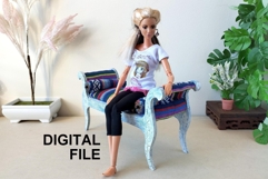 Miniature backless sofa digital file, 1:6 scale dollhouse Product Image 1