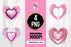 Pink Angel Wing Heart Illustration Clipart Sublimation PNG Product Image 1