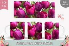 Purple Tulips Mug Wrap, Floral Mug, Flowers Mug Design Product Image 1