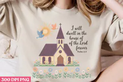 I Will Dwell In The House PNG, Retro Church Sublimation PNG Product Image 2