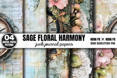 Sage Floral Harmony Junk Journal Bundle PNG Product Image 2