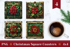 Christmas Flowers Coaster Designs, Christmas Poinsettia PNG Product Image 1