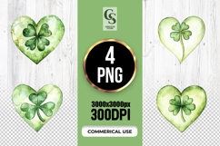 Watercolor Clover Heart Clipart Sublimation PNG Product Image 1