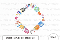 Watercolor School Supplies Frame png Product Image 1