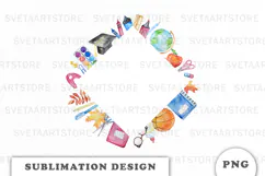 Watercolor School Supplies Frame png Product Image 1