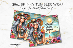 Girl Loves Summer Tumbler Wrap PNG, Summer Sublimation Product Image 2