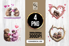 Cute Love Sloth Couple Clipart Sublimation PNG Product Image 1