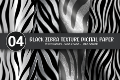 Black Zebra Texture Digital Paper Product Image 1