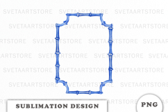 Watercolor Blue Bamboo Frame PNG Product Image 1