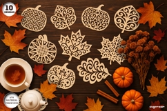 Autumn Leaves Coasters SVG Bundle | Drink Coaster | SVG Product Image 1