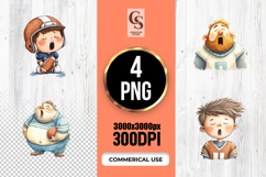 Cute Cartoon Football Players Clipart Sublimation PNG Product Image 1