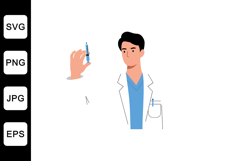 Doctor holding a syringe in a flat minimal vector illustrati Product Image 1