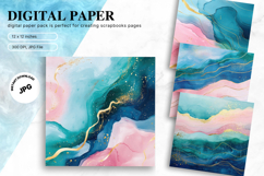 Rainbow Watercolor Alcohol Ink Background Digital Paper Product Image 1