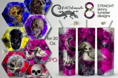 Skull & flowers | Skinny tumbler Gothic sublimation design Product Image 1