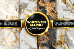 White Vein Marble Digital Papers - 04 variations Product Image 1