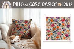 Colorful Pillow Case Design, Vintage Flowers Pillow Template Product Image 1