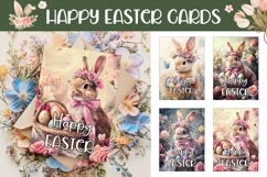 Happy Easter Card Printable, Easter Bunny Greeting Cards Product Image 1