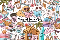 Coastal Book Club Clipart Bundle Beach Reading, Book Lover Product Image 1