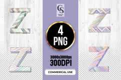 Fantasy Letter Z Watercolor Alphabet Clipart Sublimation PNG Product Image 1