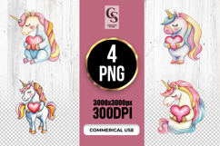 Unicorn With Heart Clipart Sublimation PNG Product Image 1
