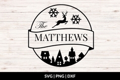 Christmas Family Name SVG - Christmas Village and Reindeer Product Image 1