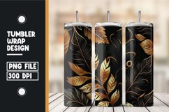 Golden and black 3d leaves tumbler wrap Product Image 1