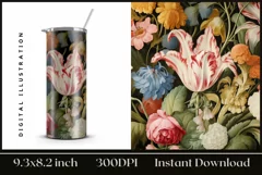 Flowers Tumbler Sublimation Design PNG, Flower Wrap 20 oz Product Image 1