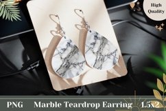 White Marble Teardrop Earring, Stone Earrings Sublimation Product Image 1