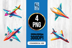 Colorful Geometric Airplane Jet Clipart Sublimation PNG Product Image 1