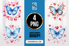Blue Butterfly With Hearts Clipart PNG Product Image 1