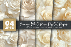Creamy White Rose Digital Paper Product Image 1