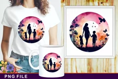 Mothers Day Keychain and Mug Watercolor PNG Sublimation Product Image 1
