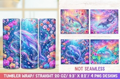 Neon Glowing Dolphin 20 OZ Skinny Tumbler Sublimation PNG. Product Image 1