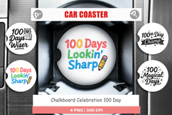 Chalkboard 100 Days Car Coaster Product Image 1