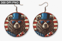 Bear Earring Sublimation PNG - 4th of July Earring Design Product Image 1