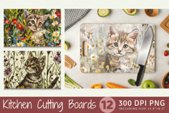Kitten in Wildflowers Cutting Boards sublimation Design Product Image 1