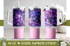 Flowers Tumbler PNG, Purple Hydrangea 40 Oz Tumbler Product Image 1