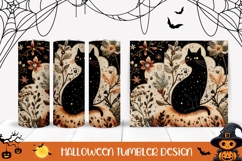 Knitted Halloween Black Cat Tumbler, Fall Pumpkin Tumbler Product Image 1
