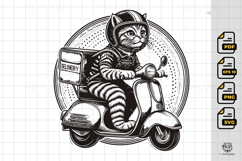 Cool Cat Rider on Classic Motorcycle Product Image 1