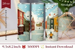 Christmas Tumbler Wrap Design, Cozy Winter Tumbler Design Product Image 1
