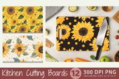 Sunflowers &amp; Polka Dots Cutting Boards sublimation Design Product Image 1