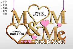 Mom and Me Mothers Day Photo Frame Hanger SVG Laser Cut File Product Image 1
