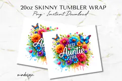Best Auntie Ever Tumbler Wrap PNG, 20oz Sublimation Design Product Image 2
