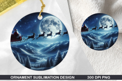 Claus Sleigh Stained Glass Ornament PNG, Digital Download Fi Product Image 1