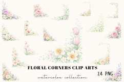 Watercolor Floral Corner Clipart - 24 Product Image 1