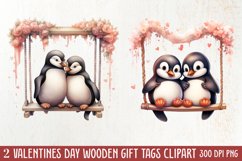 Valentine Animal On Swings Clipart, Valentine Animal Clipart Product Image 1