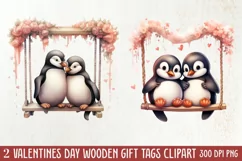 Valentine Animal On Swings Clipart, Valentine Animal Clipart Product Image 1